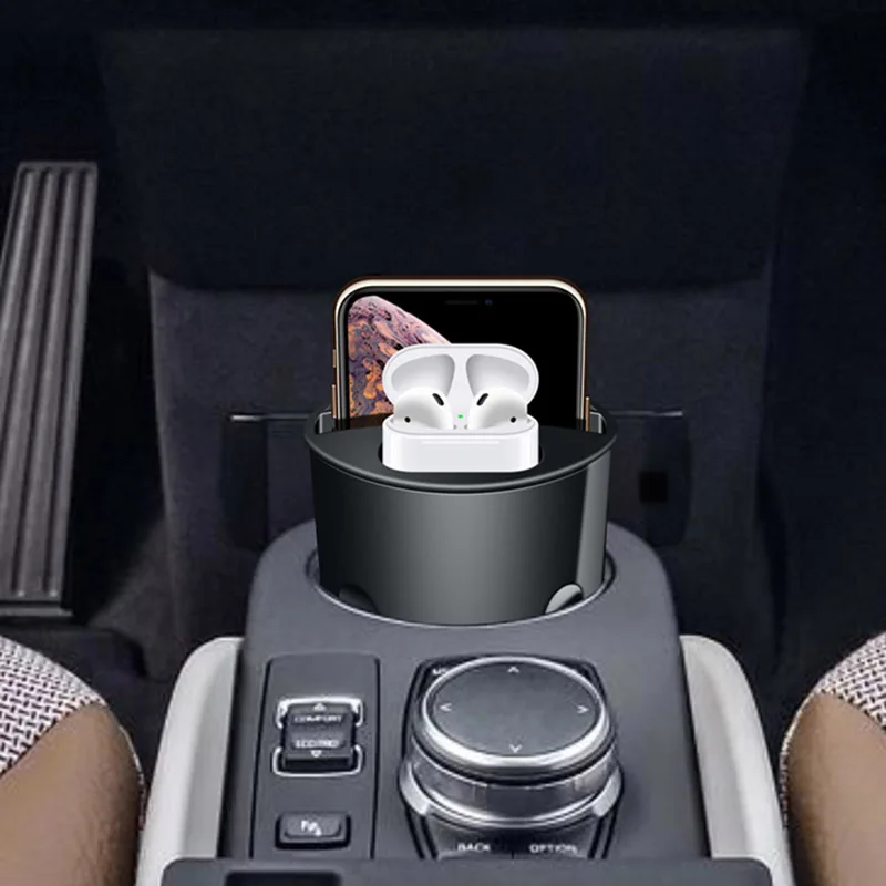 10 Вт QI автомобильное беспроводное зарядное устройство в виде чашки для iPhone XR 8 быстро разветвитель Pad подставка зарядное устройство для samsung с 2 портами Usb выход