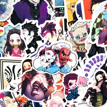 

70Pcs Anime Stickers Scrapbooking Ghost Blade Sticker Cartoon Characters Travel Stickers For Laptop Skateboard Phone Fridge