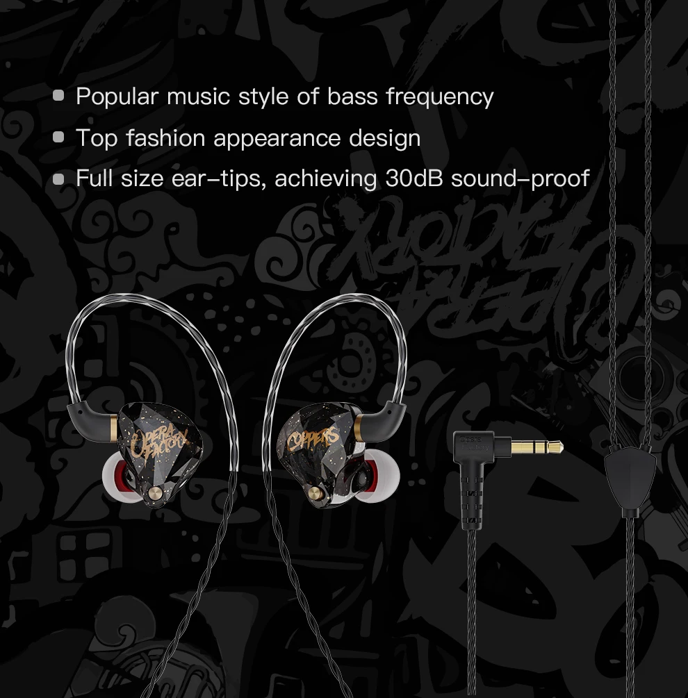 OperaFactory OS1 In-Ear Monitor 10 мм Графен диафрагма Динамический HIFI бас наушники с MMCX соединительный кабель