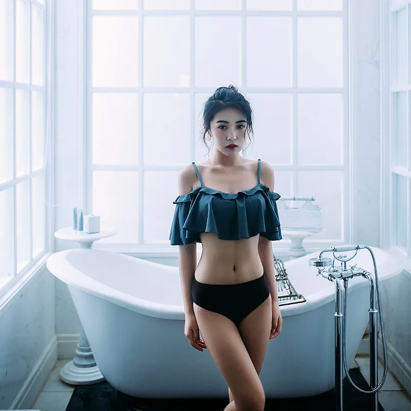 

Small Peach New Products Bathing Suit Women's Sexy Bikini Three-piece Set South Korea Small Bust Underwire Push up Double Underp