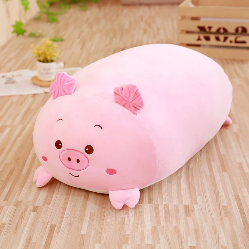 Powder pig 30/60/90 см удобные в использовании, с рисунками зверей из мультфильмов на диванную подушку, маленькие милые собаки кота Тоторо Пингвин свинка лягушка плюшевые игрушки для детей подарок на день рождения - Цвет: Powder pig