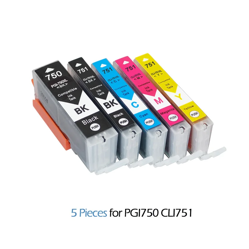 5 шт. PGI 750 CLI 751 совместимый чернильный картридж для принтера Canon MG6370 MG7170 MG7570 IP8770 MG6770