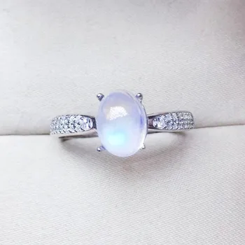 

Natural real blue moonstone ring Free shipping 925 sterling silver 0.85ct gemstone Fine jewelry Q91278