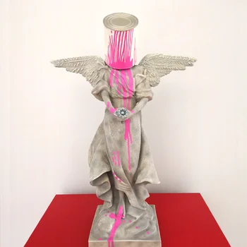 

Banksy Pink Angel Modern Home Decoration Accessories Modern Ornaments Creative Table Statue Resin Desk Decor