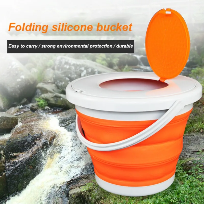 

Portable Collapsible Fishing Bucket With Handle Water Container Picnic Storage Box Practical Outdoor Tool