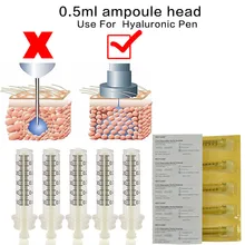0,5 мл Одноразовые Стерильные Шприцы ампульная головка для гиалуроновой ручки пистолет для гиалуроновой кислоты высокого давления удаления морщин иглы для воды