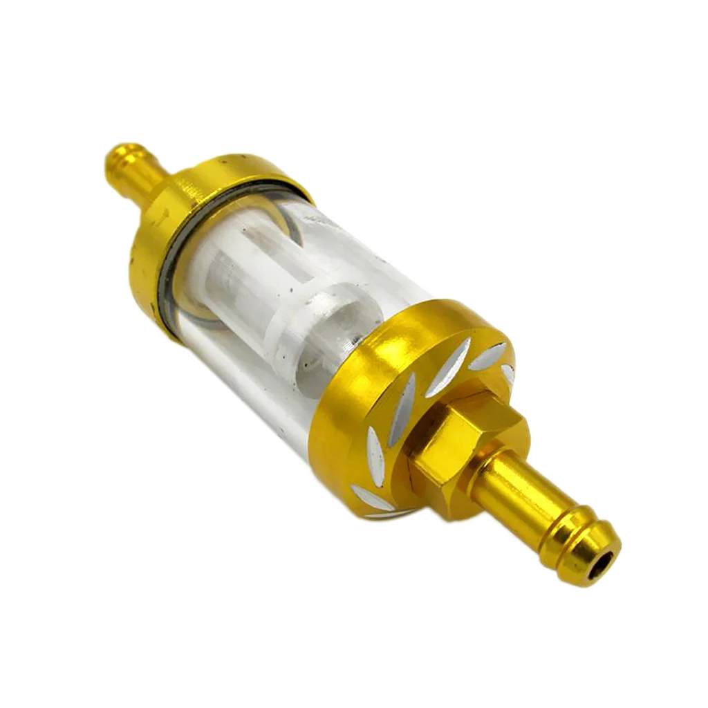 Universal Motorcycle Engine Inline 8mm Fuel Gas Filter 5/16 inch (Gold)