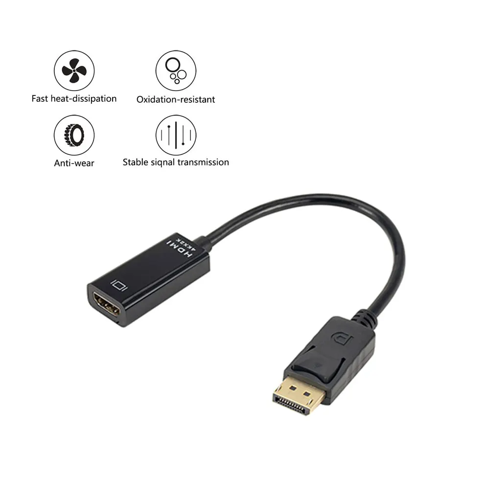 DP to HDMI-compatible Male to Female Cable Adapter 1080P Converter Adapter Cable for PC Display Laptop Projector HD Audio DP to HDMI Cable Adapter Male To Female For Laptop PC Display Port Support 4k 1080P HDMI Cable Adapter Converter HDTV