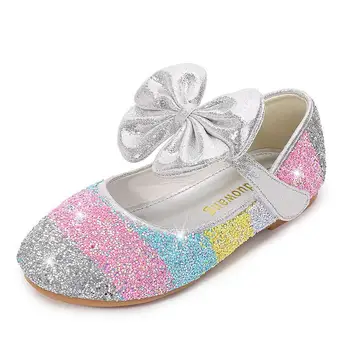 

Girls Princess Shoes 2020 CHILDREN'S Shoes Fashion Western Style Leather Shoes Soft Bottom Shallow Mouth Crystal Moccosins SHOES