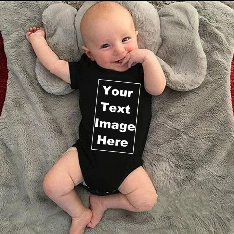 Custom Made YOUR TEXT HERE Baby Romper Newborn Baby Boy Girl 100% Cotton Short Sleeve Infant Baby Clothes 5