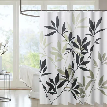 

New large version of the leaf European-style printed polyester waterproof shower curtain to send C-shaped hanging ring