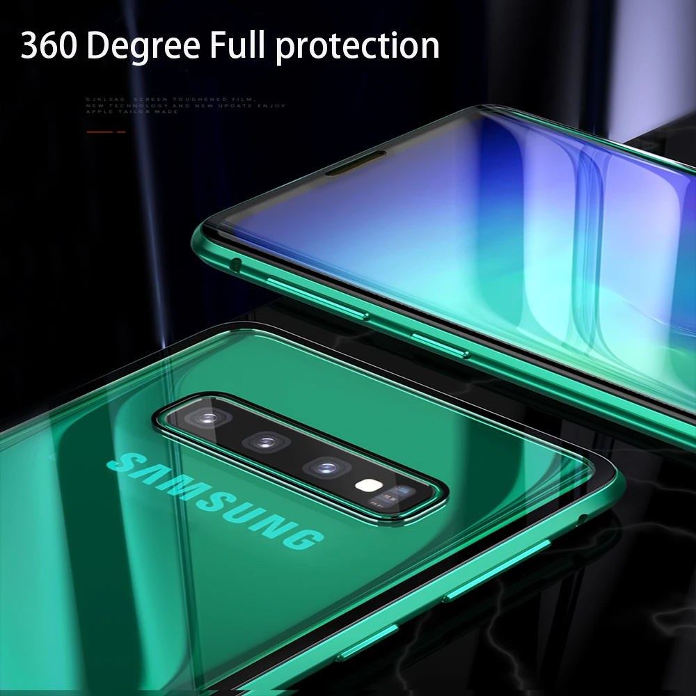 360 полный защитный чехол для samsung Galaxy S8 S9 S10 Plus S10e Note 8 9 Магнитный двусторонний стеклянный металлический адсорбционный чехол