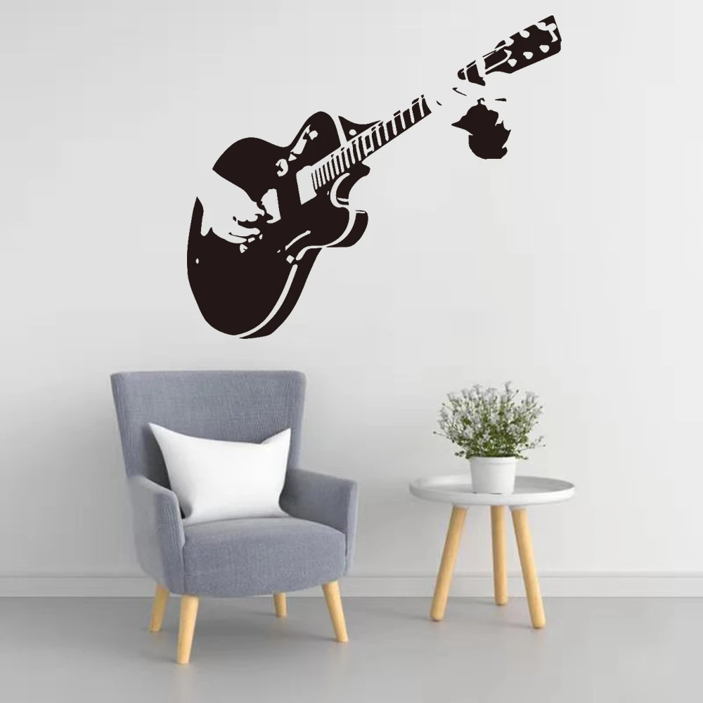 Rock guitar personalised name wall sticker vinyl decal mural DIY95x30cm. 
