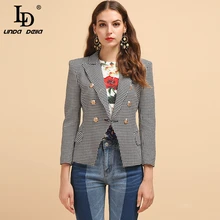 ^^Best Offers LD LINDA DELLA 2019 Fashion Runway Autumn Blazer Women's Long Sleeve Plaid Printed Button Elegant Casual Office Lady Blazer ^^Best Offers LD LINDA DELLA 2019 Fashion Runway Autumn Blazer Women's Long Sleeve Plaid Printed Button Elegant Casual Office Lady Blazer