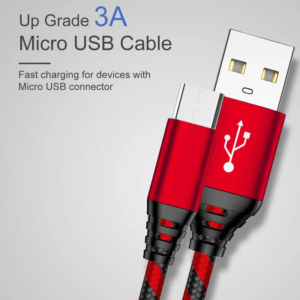 MUSTTRUE Micro USB кабель 3 м 0,25 м нейлоновый плетеный кабель для быстрой зарядки кабель для передачи данных для телефона Android microusb провод для samsung HUAWEI