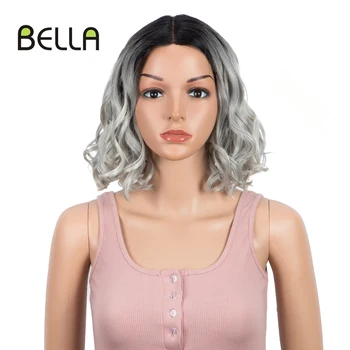 

Short Wig Water Wave Synthetic Lace Wigs 5 Colors Wigs For Women 11 inch Bob Wigs Heat Resistant Fiber Gray Pink Purple Blonde