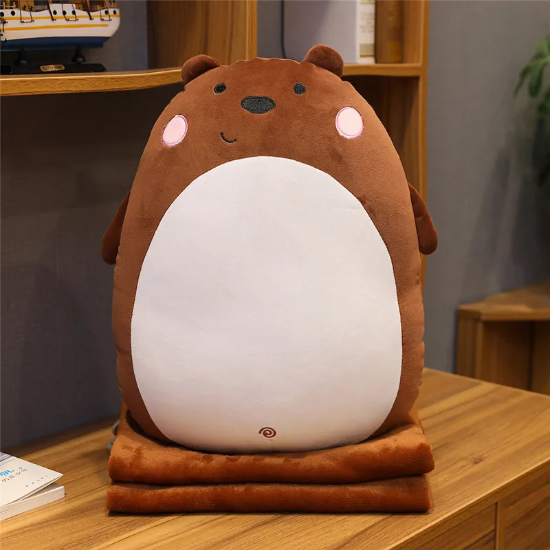 60 см Kawaii мышь медведь панда Лягушка Кролик плюшевые животные мягкая игрушка с одеялом Подушка Дети Девочка День рождения Валентина подарки - Цвет: Темно-бордовый