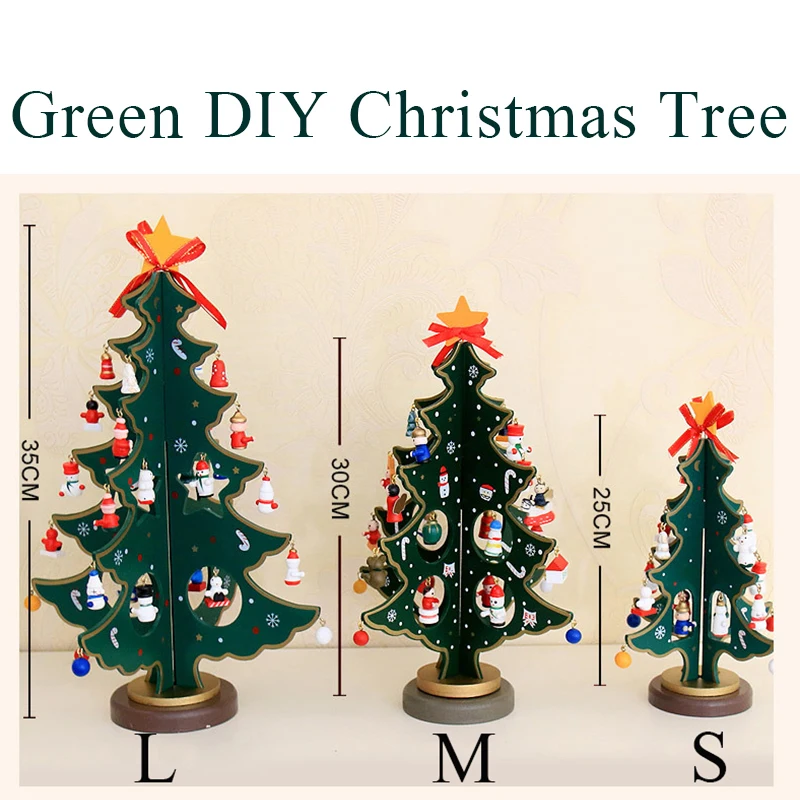 Green DIY деревянные елочные украшения Рождественский подарок украшения для рождественской елки настольные украшения подарок для детей Прямая поставка - Цвет: Green