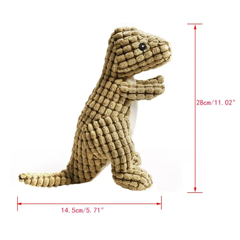 New Pet Dinosaur Shape Plush Chew Molar Squeaky Toys For Dogs Puppy Toys Brush Dog Teeth Pet Cotton Rope Toy High Quality - Цвет: 28x14CM