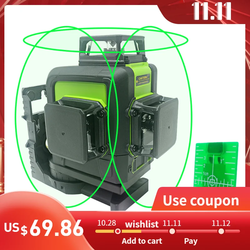 Billige Green Laser Level Self Leveling 360 Horizontal Vertical Laser Beam 2 5 8 12 lines Laser Level 3D 360
