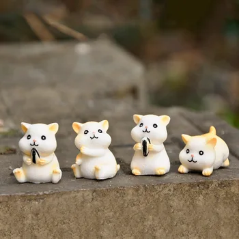 

4PC/Set Cute Hamster Models Cartoon Anime Figure Micro Landscape Dolls DIY Accessories Miniature Animals Figurines Toys Kid Gift