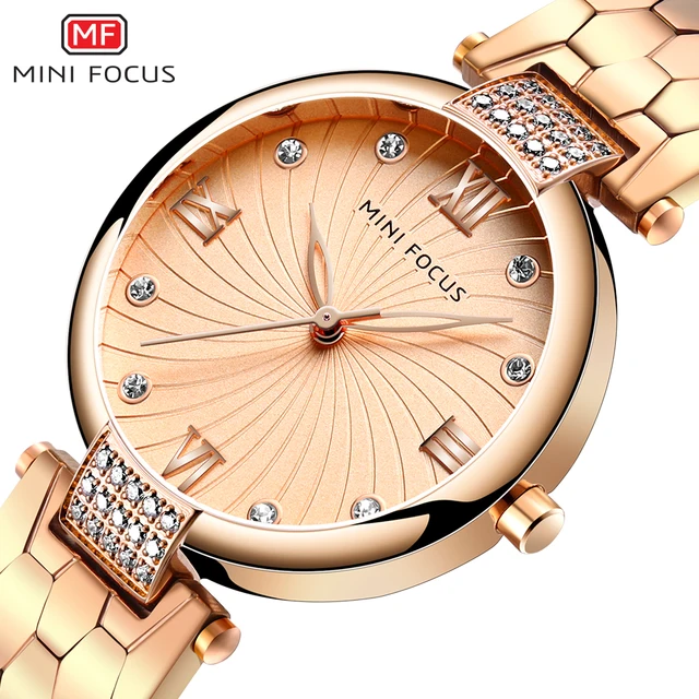 MINI FOCUS Fashion Ladies Wrist Watch For Women Reloj Mujer Montre Femme Relogio Feminino Brand Luxury Rose Gold Stainless Steel 1