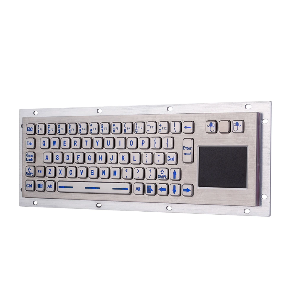 USB клавиатура для киоска из нержавеющей стали IP65 с подсветкой и тачпадом