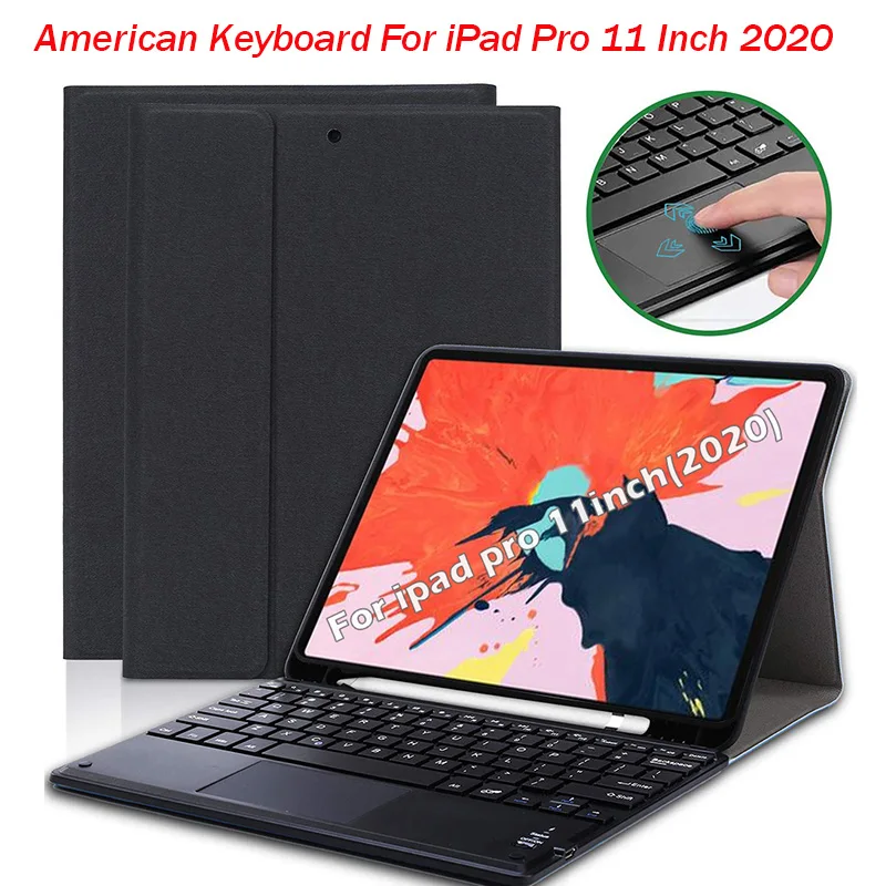 Сенсорная американская клавиатура для iPad Pro 11 2020 тачпад Bluetooth кожаный чехол с