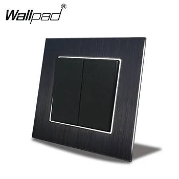

EU 2 Gang 1 Way Switch Wallpad Metal Aluminum Chrome Plate 10A EU Smart Wall Lights Switch 110V-240V AC with Claws Back