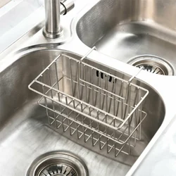 1 Pcs Stainless Steel Kitchen Sink Drain Hanging Storage Basket Sink Rack Rag Storage Rack Hanger Kitchen Tools