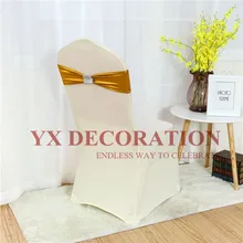 Металлическое бронзирование лайкра повязка на стул спандекс створки Чехлы для стула ленты для украшения свадебного мероприятия