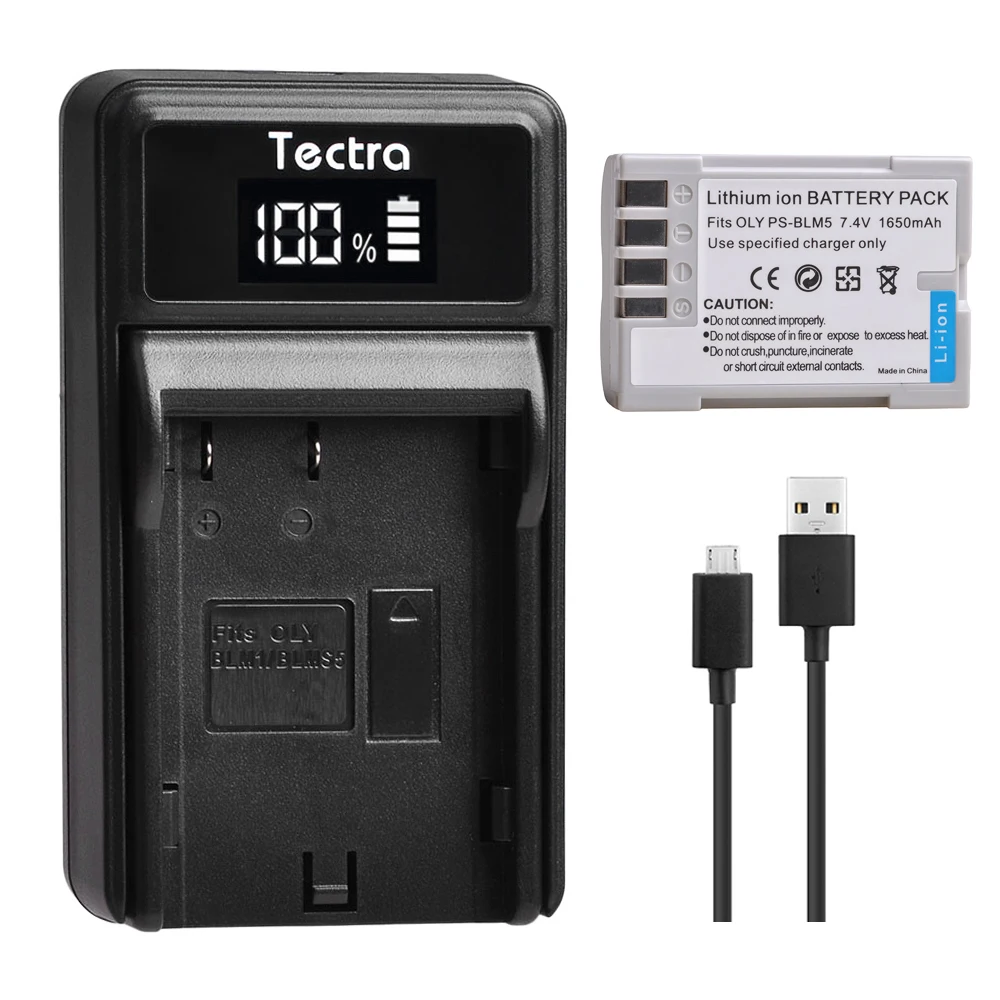 1Pcs Ps-Blm5 Psblm5 Batteria + Led Del Caricatore Del Usb Per Olympus C-8080 C-7070 C-5060 E1 E500 E330 E3 E520 E510 E300 Macchina Fotografica