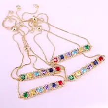 6 шт., модный браслет «Радуга» слайдер звено цепи Шарм циркония микро проложить CZ золотые теннисные браслеты