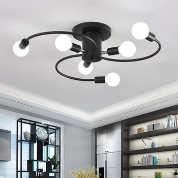

Nordic Magic Bean Molecular Chandelier Semi-embedded Ceiling Chandelier Black Lighting 6 lights Modern Home Decoration