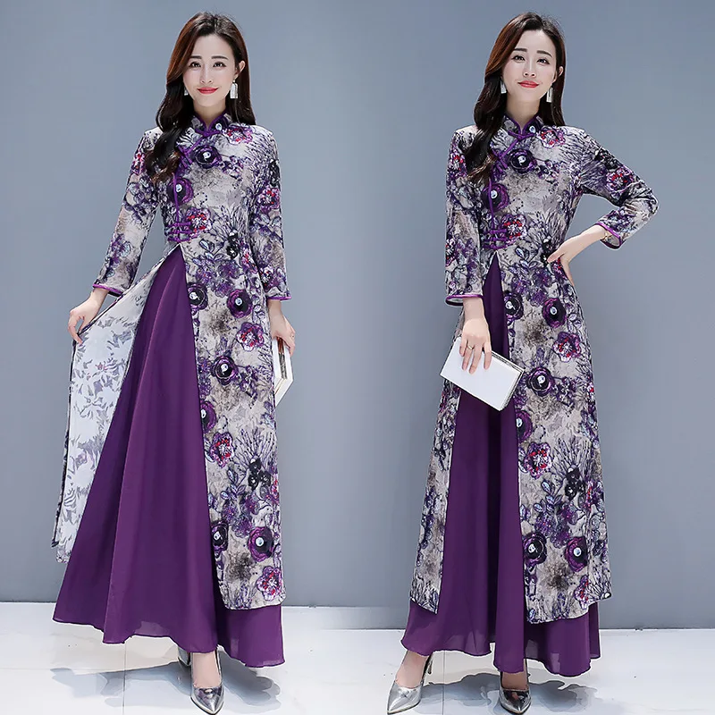 

Long Modified Version Viet Nam Audrey Cheongsam 2019 Spring New Style Women's Dignified Glorious Ethnic-Style Cheongsam Dress
