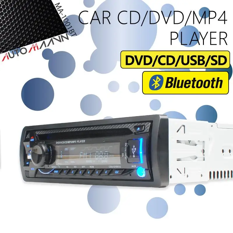 Автомобильный Bluetooth CD/DVD плеер с одним слотом для Nissan Honda Din Toyota радио USB/TF приемник в тире