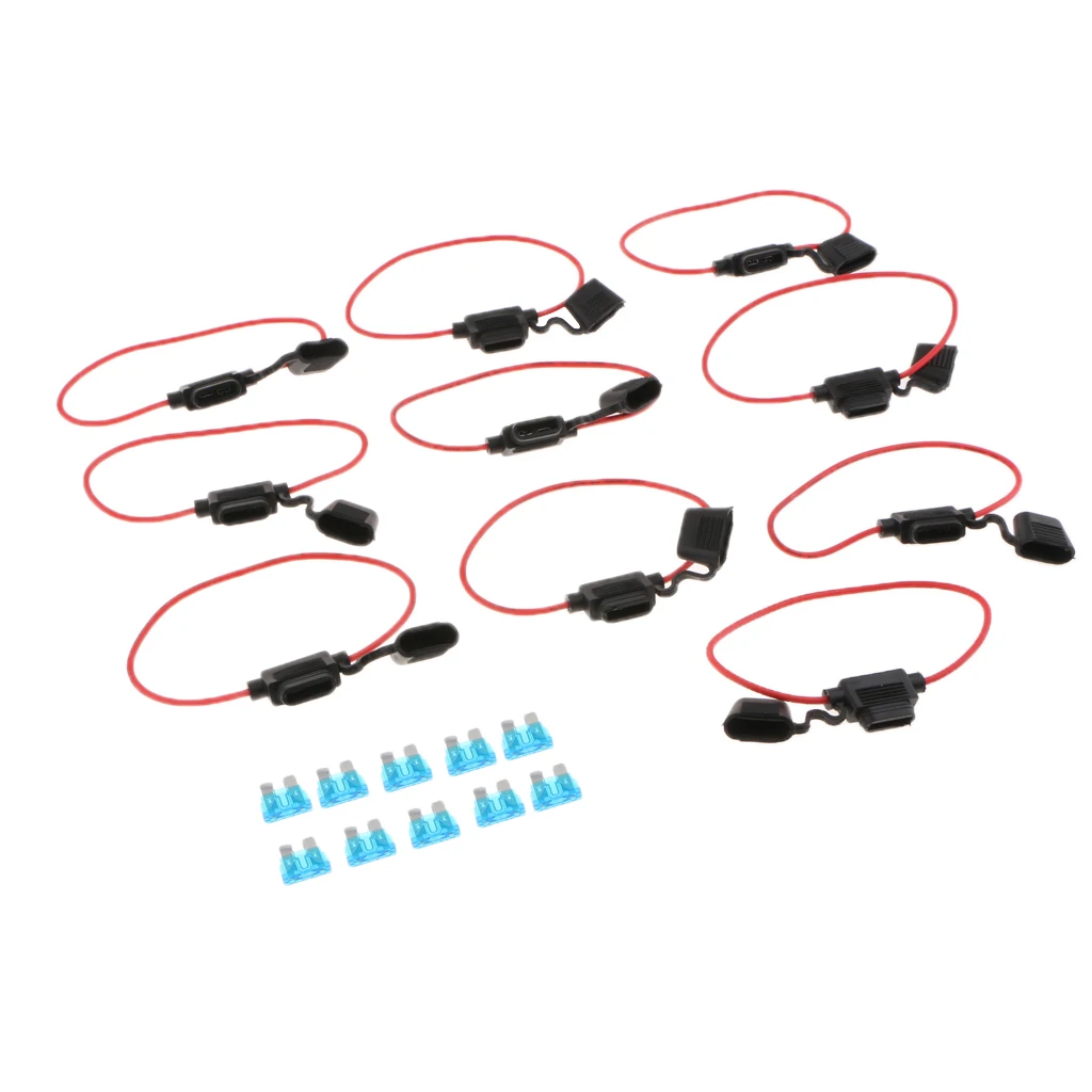 10x 15Amp Fuse Mini Adapter tap Dual Circuit Adapter Holder For Car Auto Truck