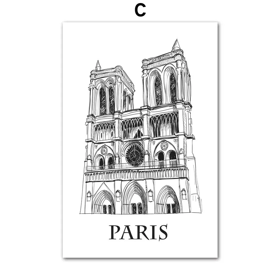 Nordic-Black-White-Modern-Art-Decor-Paris-Moscow-London-Poster-Quality-Canvas-Painting-Wall-Decor-Picture (4)