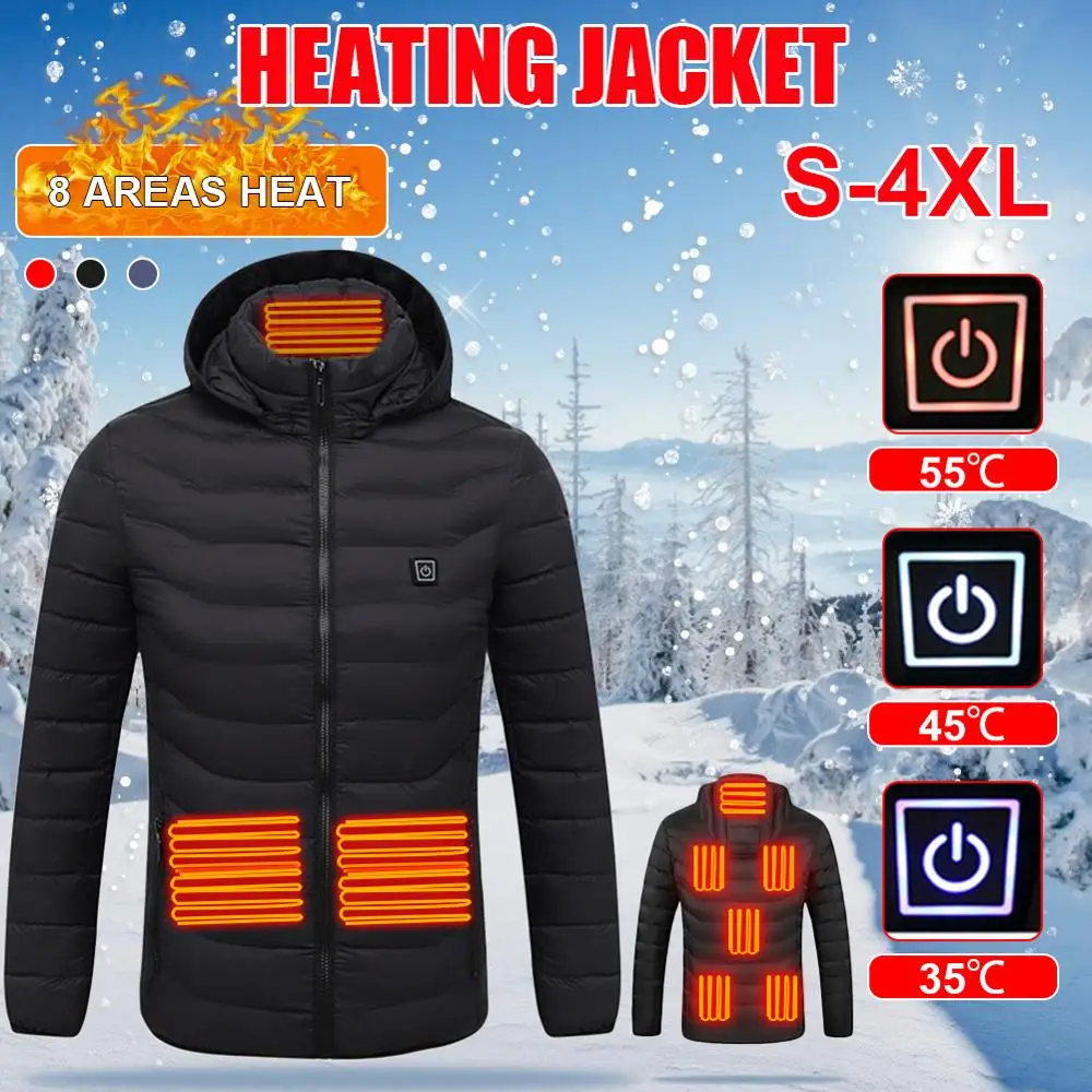 

High Quality Heated Jackets Vest Down Cotton Mens Women Outdoor Coat USB Electric Heating Hooded Jackets Winter Thermal Coat