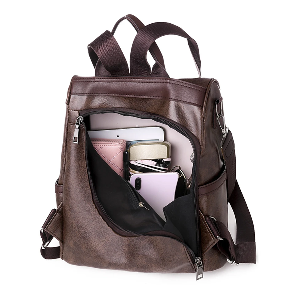 Женский роскошный мягкий кожаный рюкзак, многофункциональная Противоугонная школьная сумка для девочек-подростков, винтажный дорожный Рюкзак Mochila