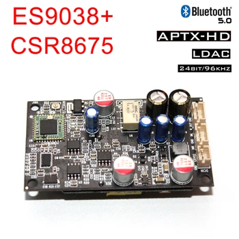 

ES9038 + CSR8675 Bluetooth 5.0 Receive fever DAC Decoder board Support APTX-HD / LDAC SBC / AAC for Power amplifier 12V 24V CAR