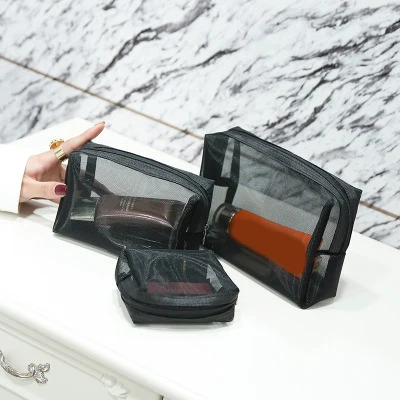 Mesh Makeup Bag See Through Zipper Pouch Travel Cosmetic Toiletries Organizer Bag Best Sale-WT