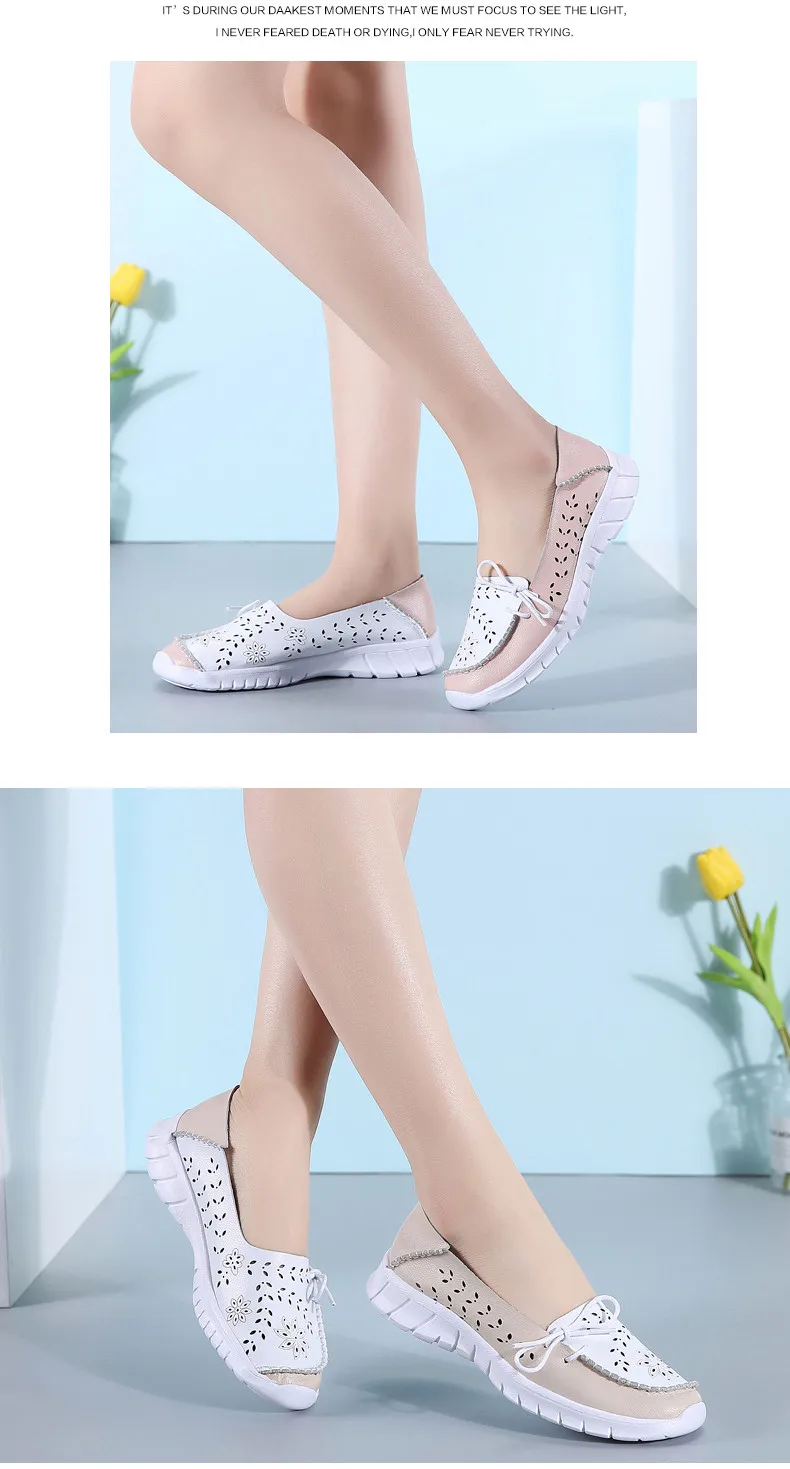 2019 Fashion Women Flats Shoes Genuine Leather Summer Shoes Woman Slip-on Ballerina Flats Mother Boat Shoes moccasins (8)
