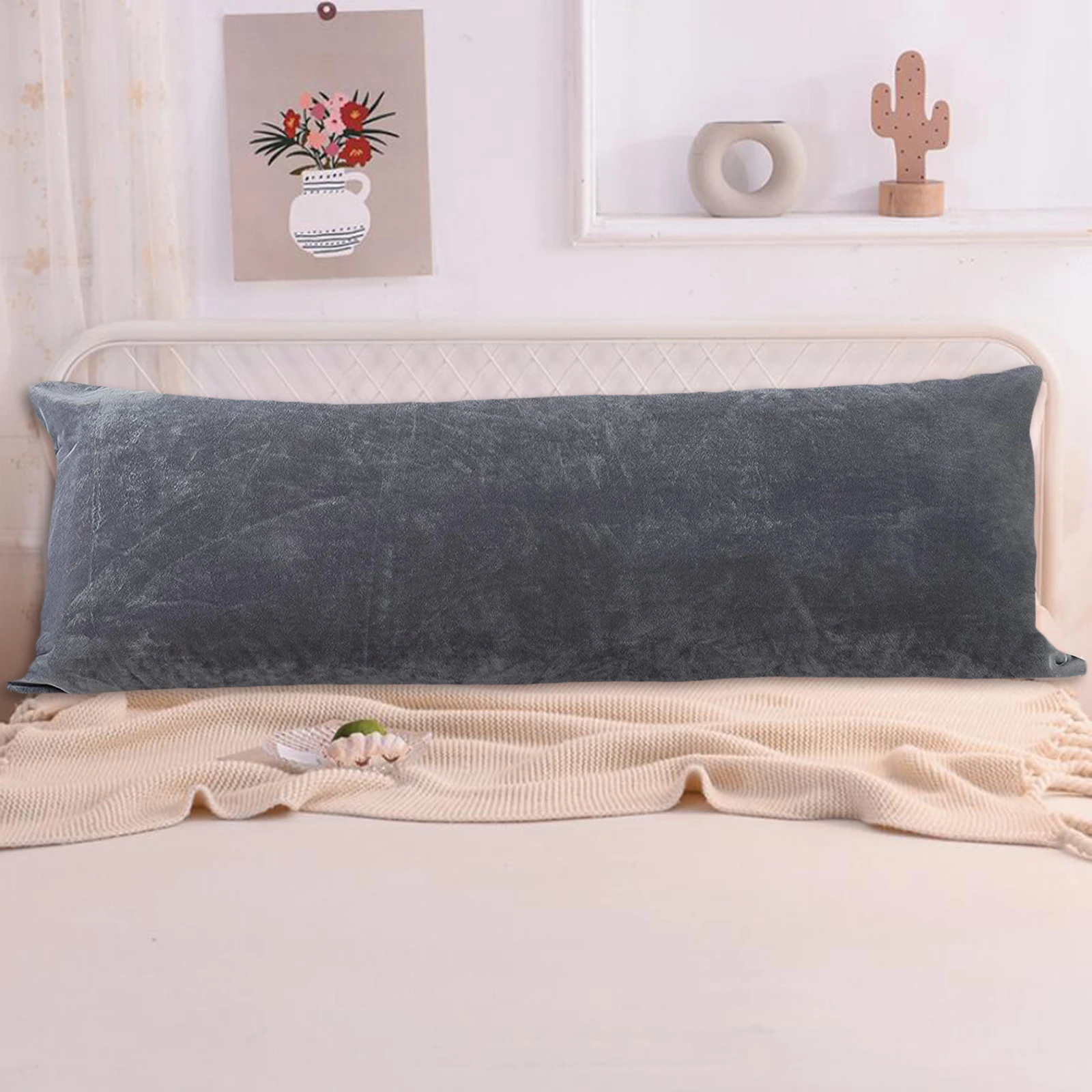 Ultra Soft Velvet Body Pillow Cover, Body Pillowcase with Long Side Hidden Zipper Closure, Super Soft for Adults Pregnant Women