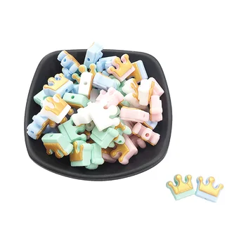 

Chenkai 20PCS BPA Free Silicone Mini Crown Teether Beads Silicone Dentition Teething Beads Food Grade DIY Baby Jewelry Toy Gift