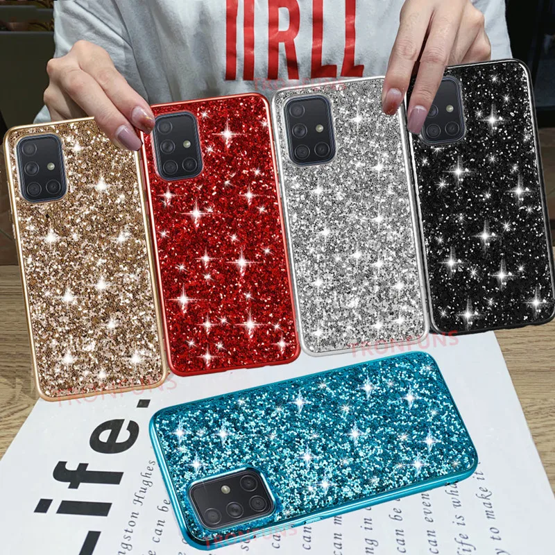 Sparkle Glitter Case for Samsung Galaxy A51 A71 A50 A70 A30 A40 A20 A10 A20E S20 Ultra S10 Plus S9 S8 Note 10 Bling Cover | Мобильные