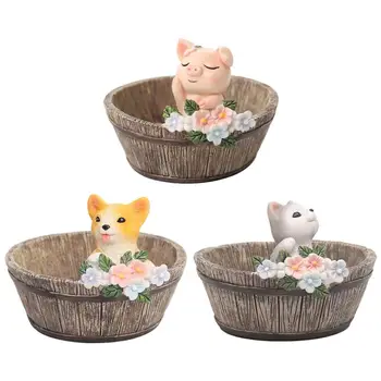 

Cartoon Succulent Mini Flower Pot Animal Meaty Flower Pot American Country Style Succulent Pot Resin