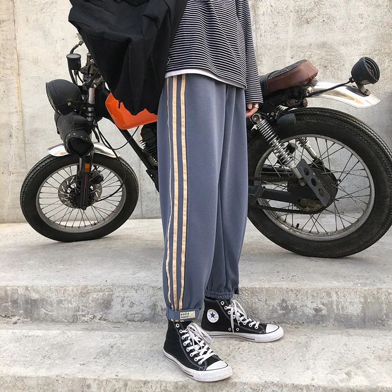 

Spring New Style Men's Athletic Pants Loose-Fit Webbing Casual Pants Korean-style BF Trend Harem Beam Leg Loose-Fit Students Swe