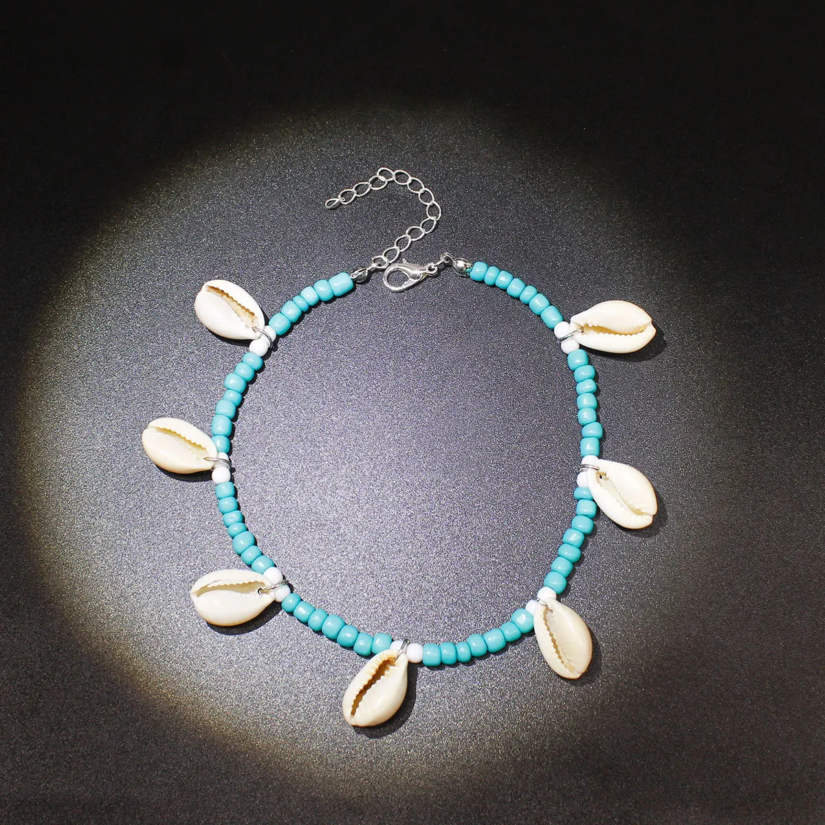 Summer Bohemia Natural Shell Handmade Ankle Anklets Fashion Chic Blue Stone Beaded Barefoot Anklet Bracelet Leg Foot Jewelry