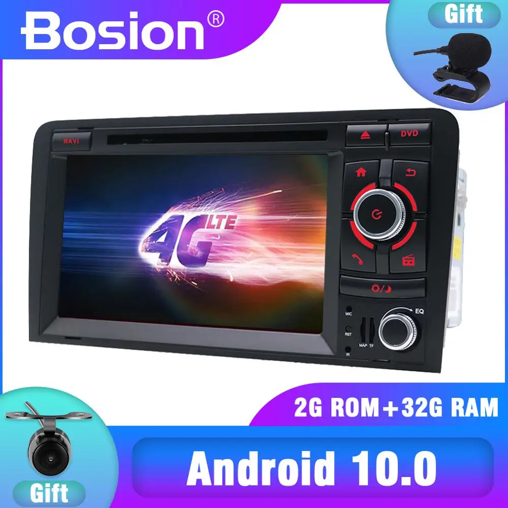 Четырехъядерный автомобильный dvd проигрыватель с gps навигацией Android 10 0 2 din для Audi